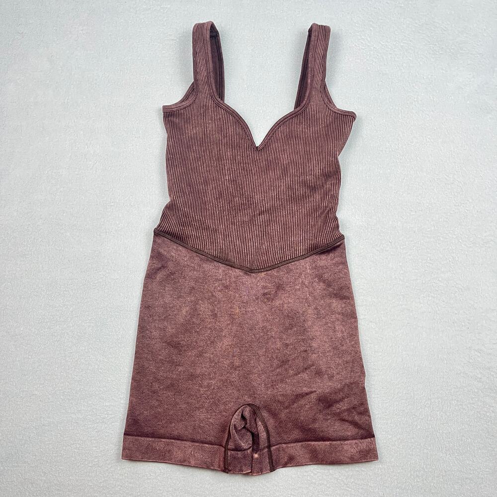 POPFLEX Hey Shorty Seamless Shortsie Romper French Roast Mineral Wash Women's XS